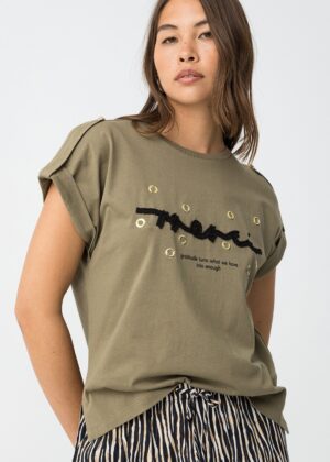 Camiseta Eyelette verde cascada