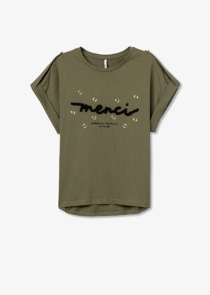 Camiseta Eyelette verde cascada