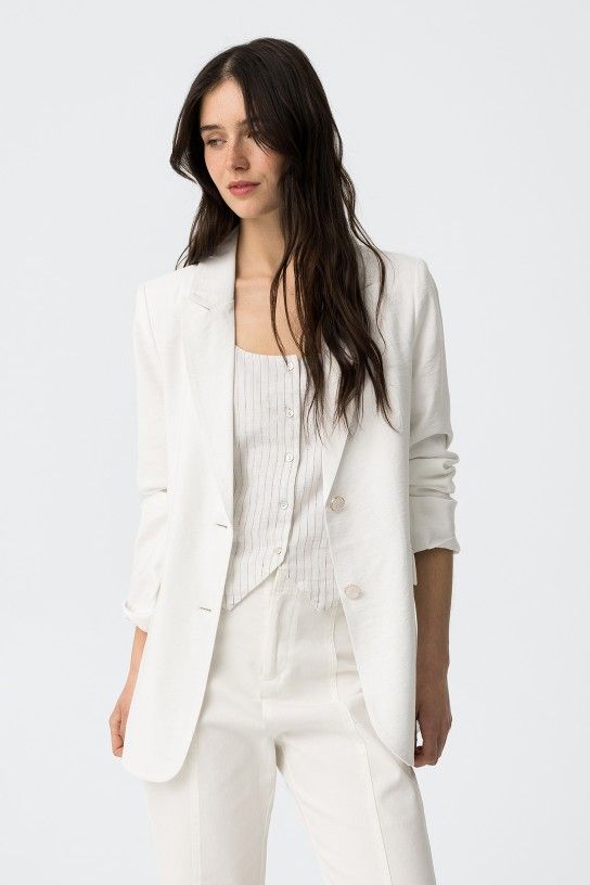 Blazer SLUB blanco - Imagen 2