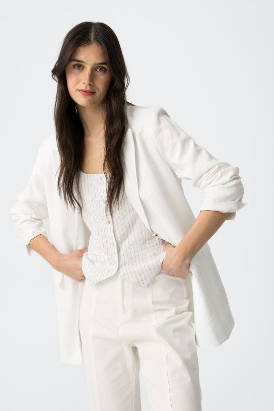 Blazer SLUB blanco - Imagen 3