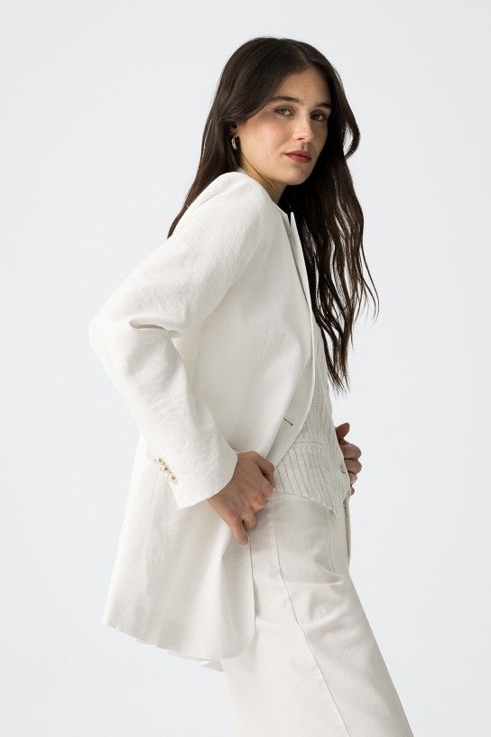 Blazer SLUB blanco - Imagen 4