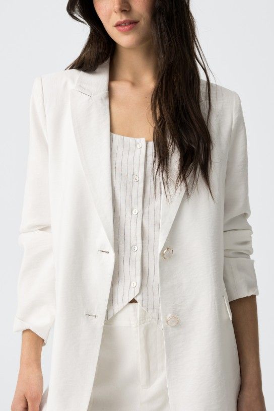 Blazer SLUB blanco - Imagen 6