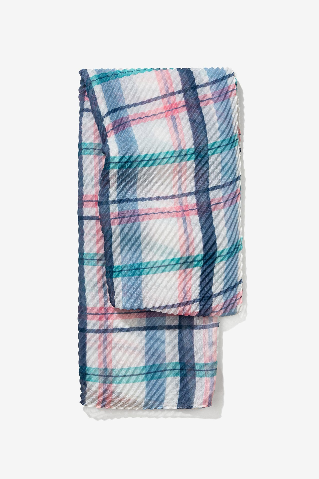 Pañuelo plisado estampado cuadros - Imagen 2