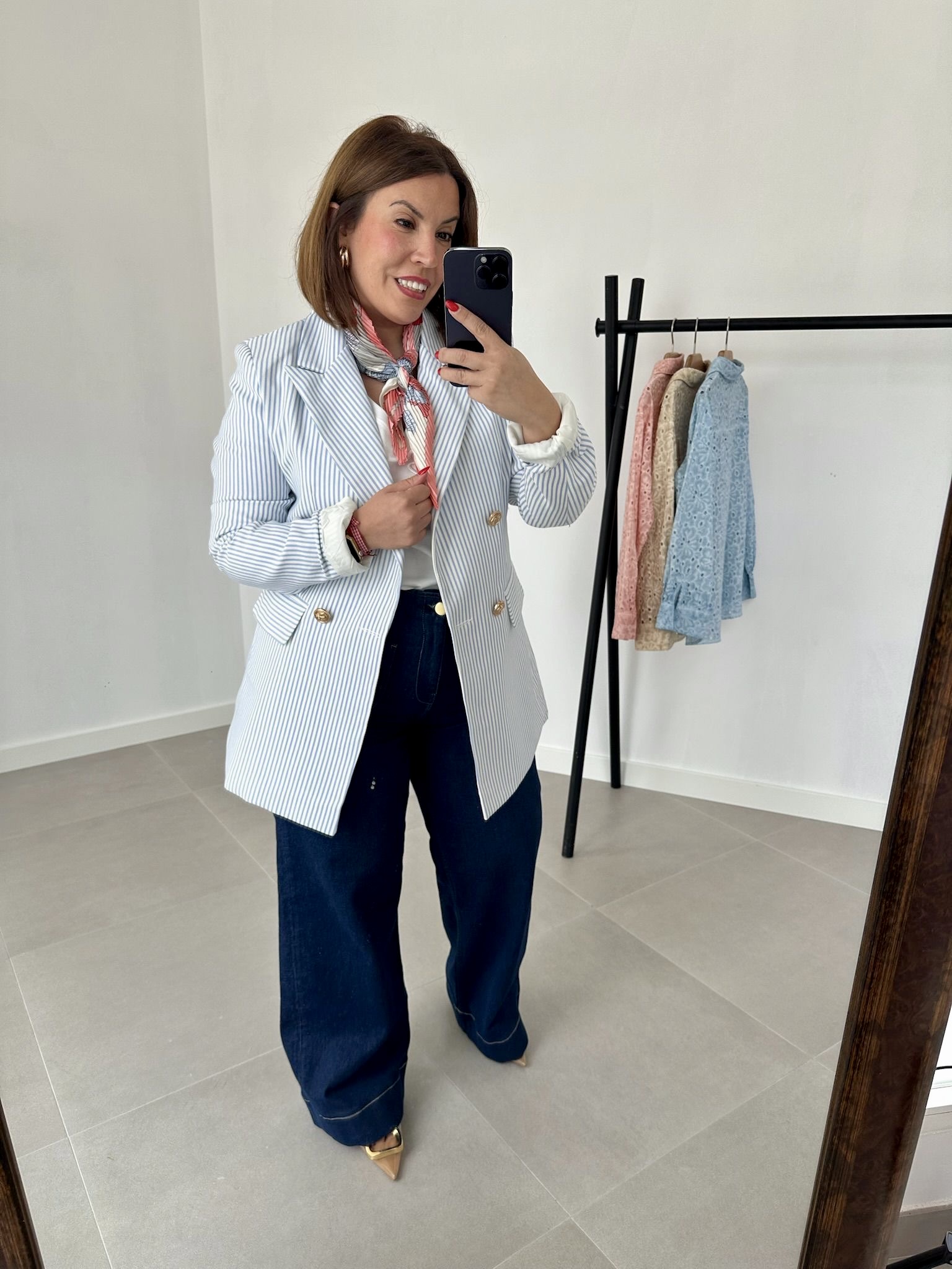 Blazer Rayas Celeste