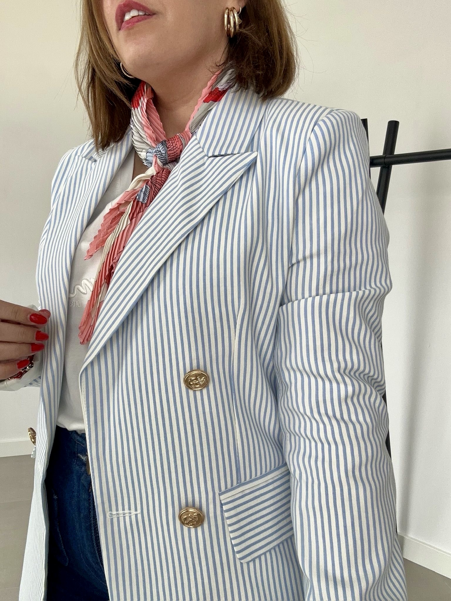 Blazer Rayas Celeste - Imagen 4