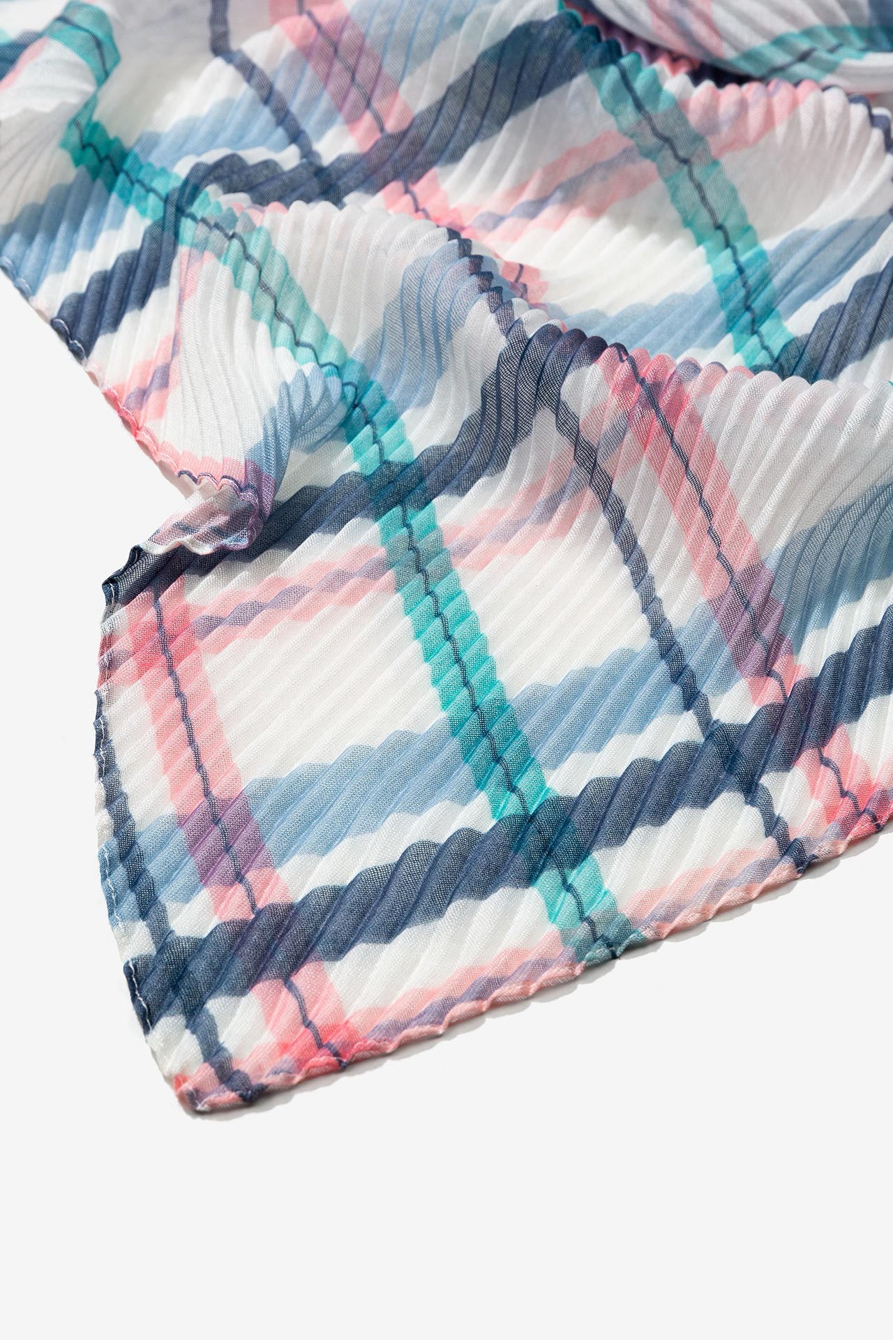 Pañuelo plisado estampado cuadros - Imagen 3