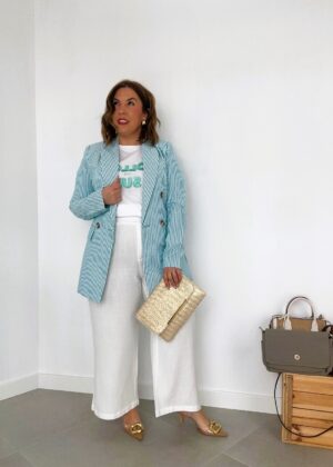 Blazer Rayas Turquesa