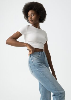 JEAN MOM_SLIM_62 Denim claro