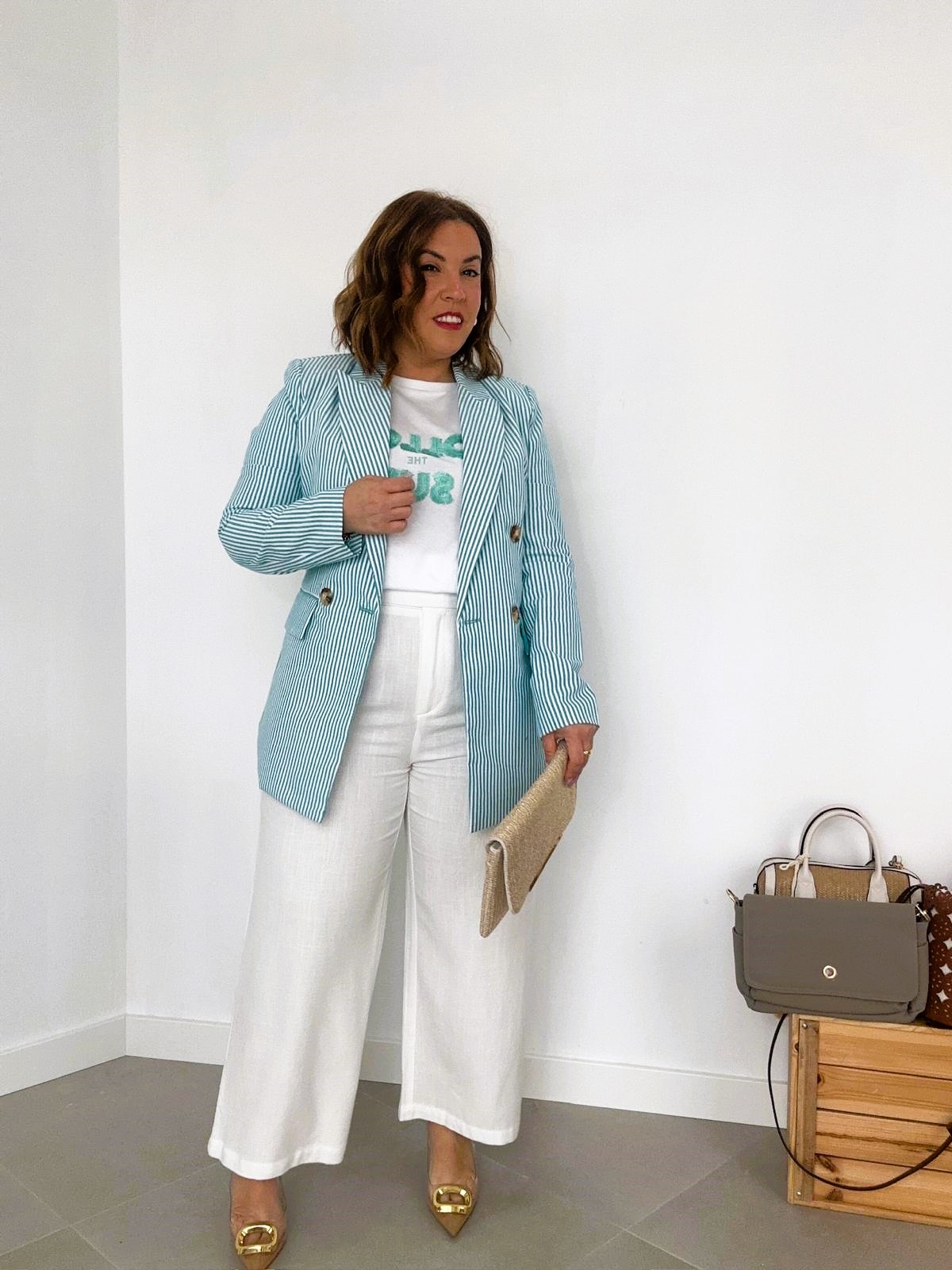 Blazer Rayas Turquesa - Imagen 2