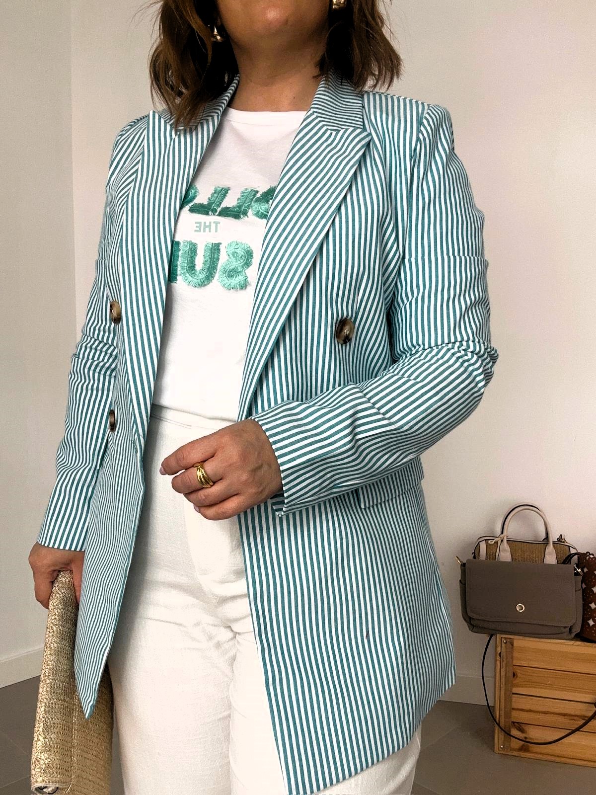 Blazer Rayas Turquesa - Imagen 3