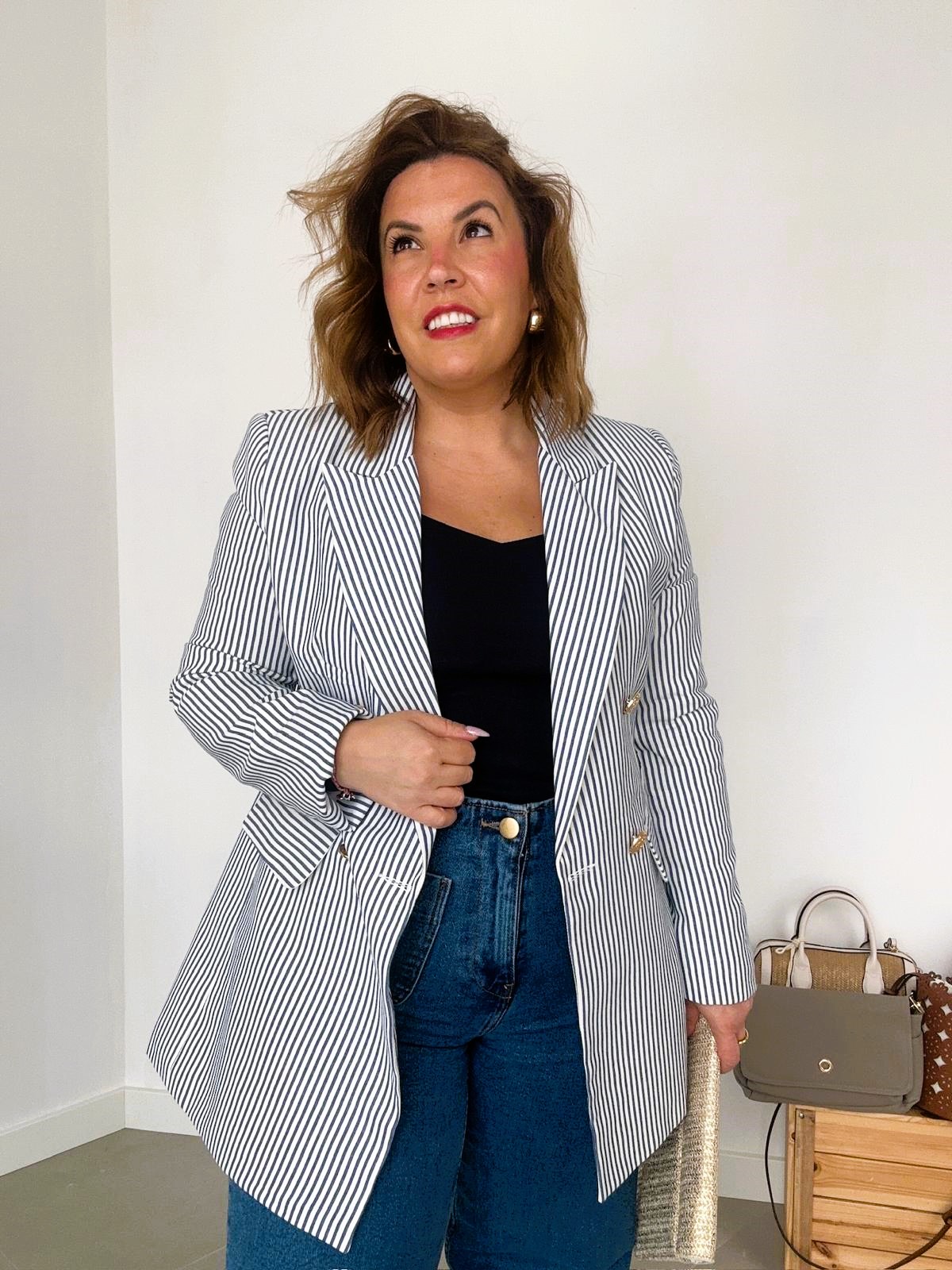 Blazer Rayas Marino