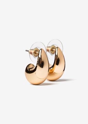 Pendientes dorados acabado redondeado EAR 9543