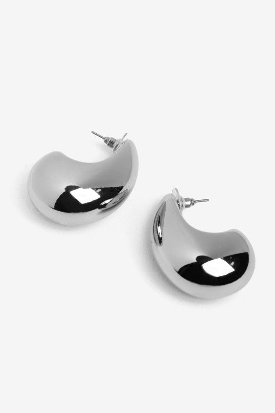 Pendientes plateados acabado redondeado EAR 9560 - Imagen 2