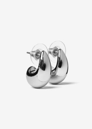 Pendientes plateados acabado redondeado EAR 9560