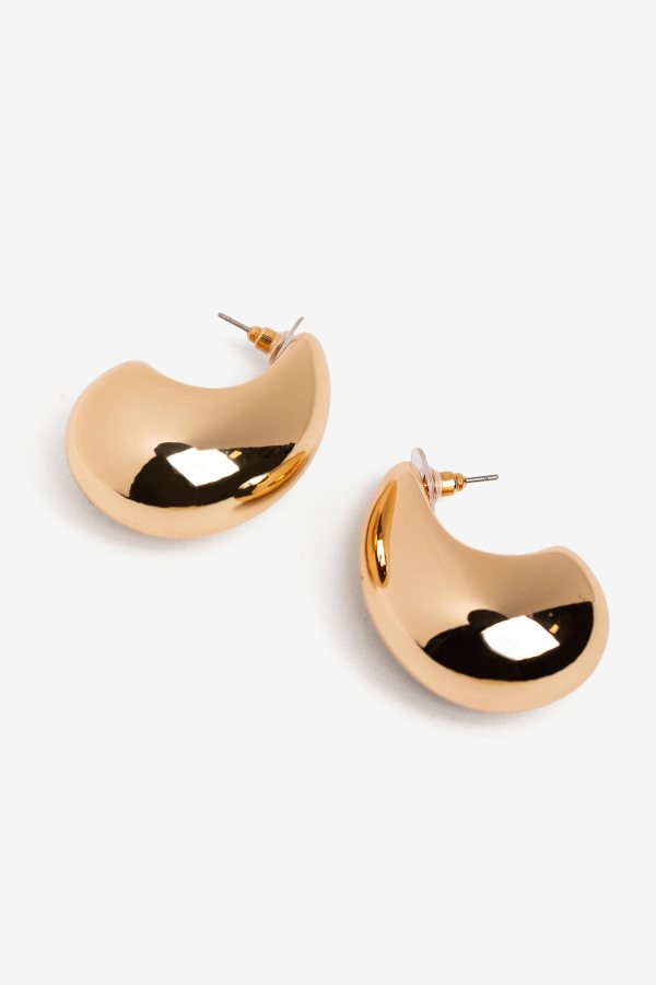 Pendientes dorados acabado redondeado EAR 9543 - Imagen 2