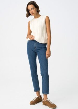 JEAN MOM_SLI_70 Denim liso