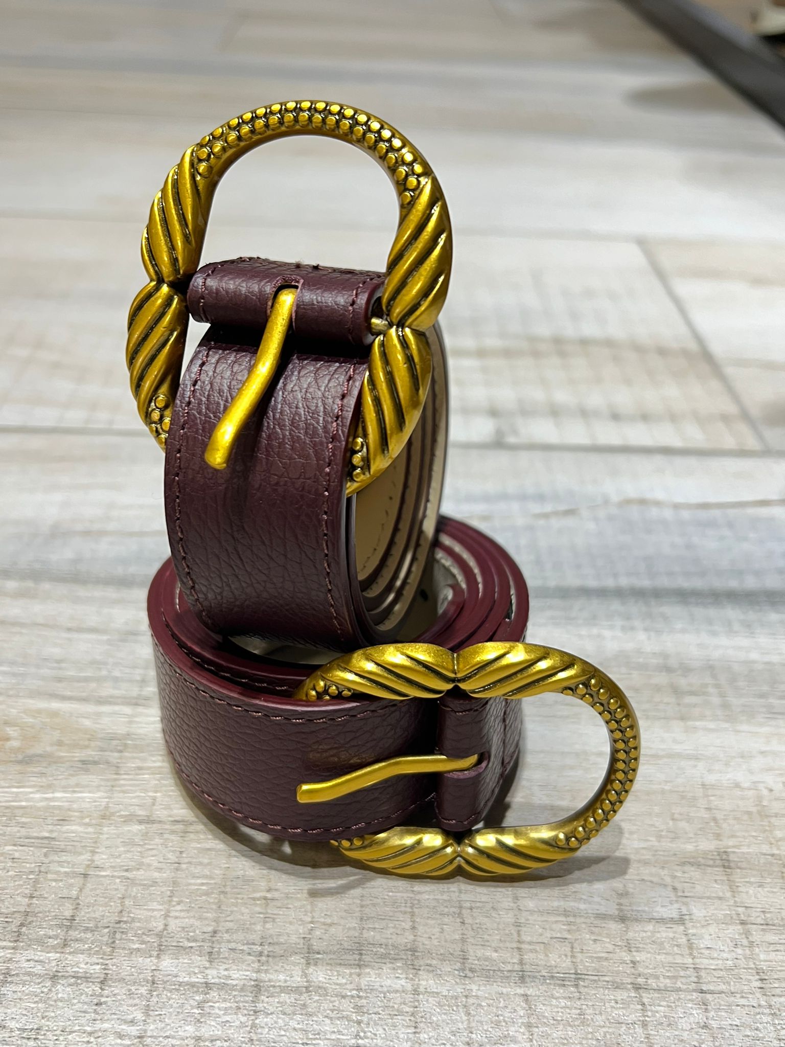 Cinturón piel Lion burdeos