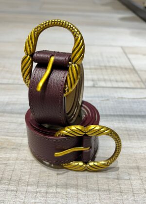 Cinturón piel Lion burdeos