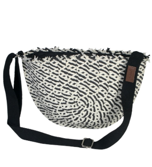 BOLSO SEMICIRCULO JASPEADO NEGRO