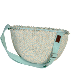 BOLSO SEMICIRCULO JASPEADO AGUAMARINA