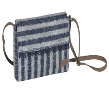BOLSO SOLAPA RAYAS FLECOS MARINO